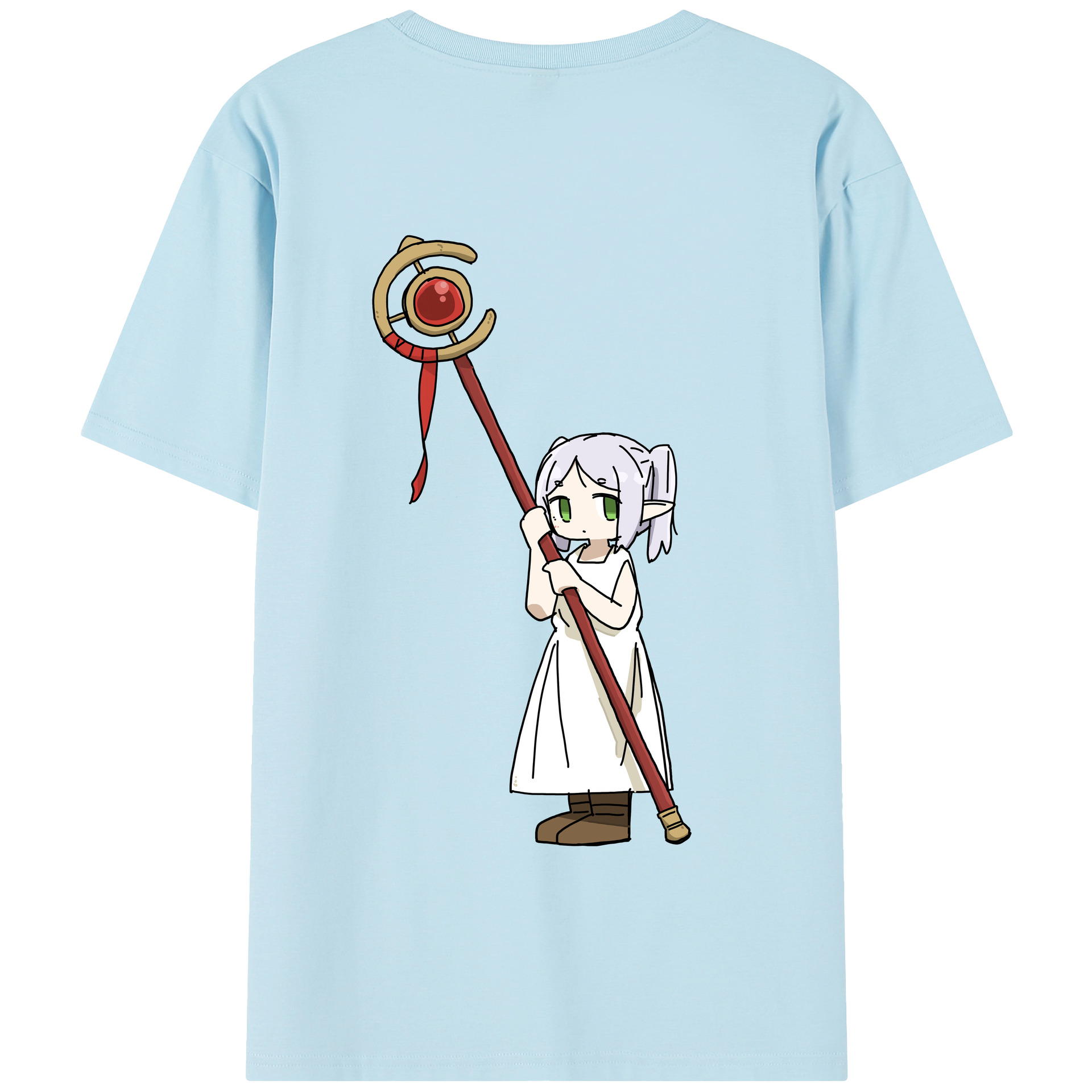 （画像用） 葬送のフリーレン Frieren 綿100％半袖Tシャツ（背面プリント）